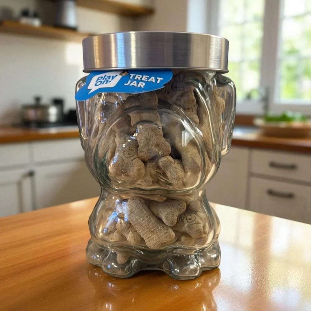 Large Dog Treat Jar with Silver Lid